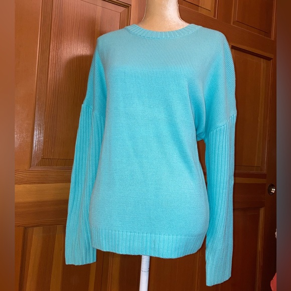 Mint Blue Neck Knit Sweater. - Picture 14 of 16